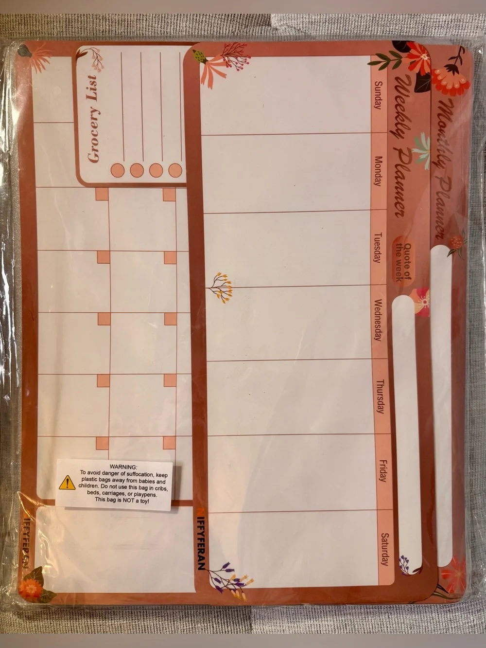 Magnetic Monthly & Weekly Planner Set Grocery List Dry Erase Markers for Fridge